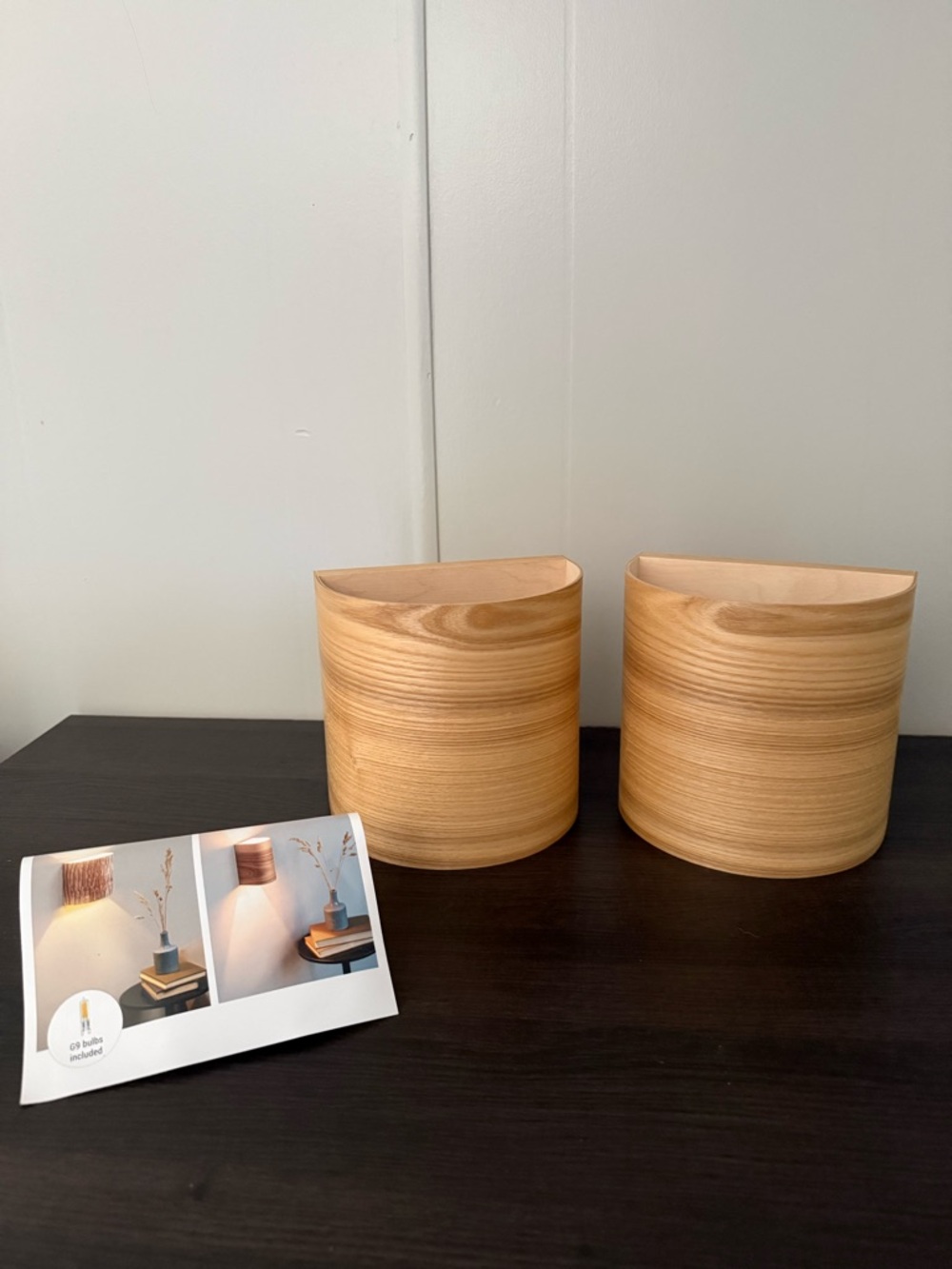 SOKO  Wood wall lamp - Natural Brown Set of 2